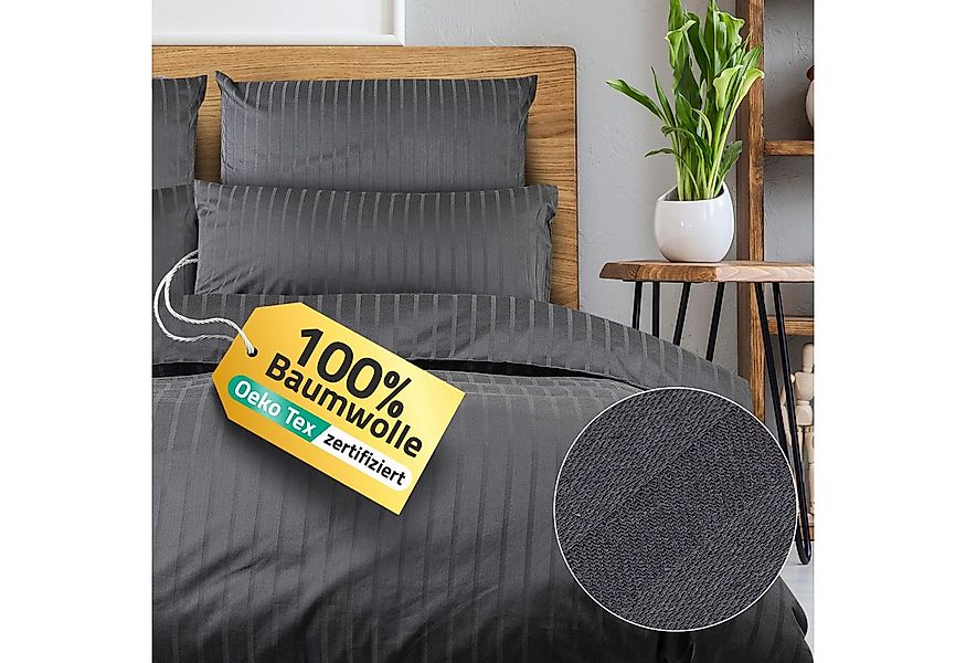 Slummer Bettwäsche Baumwolle Mako-Satin in Gr. 135x200cm, anthrazit, Baumwo günstig online kaufen