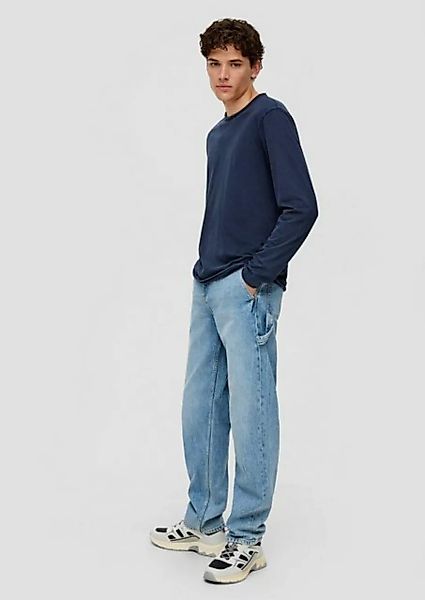 QS Stoffhose Jeans / Loose Fit / Mid Rise / Straight Leg Label-Patch, Wasch günstig online kaufen