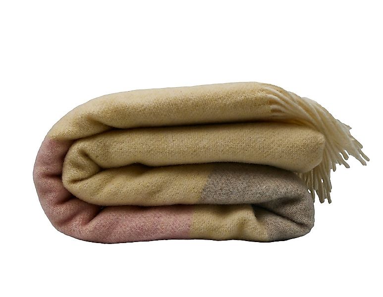 Wohndecke Fair De Luxe Woll-Kaschmir-Decke, Plaid/Wohndecke, Grau/Rosa/Gelb günstig online kaufen
