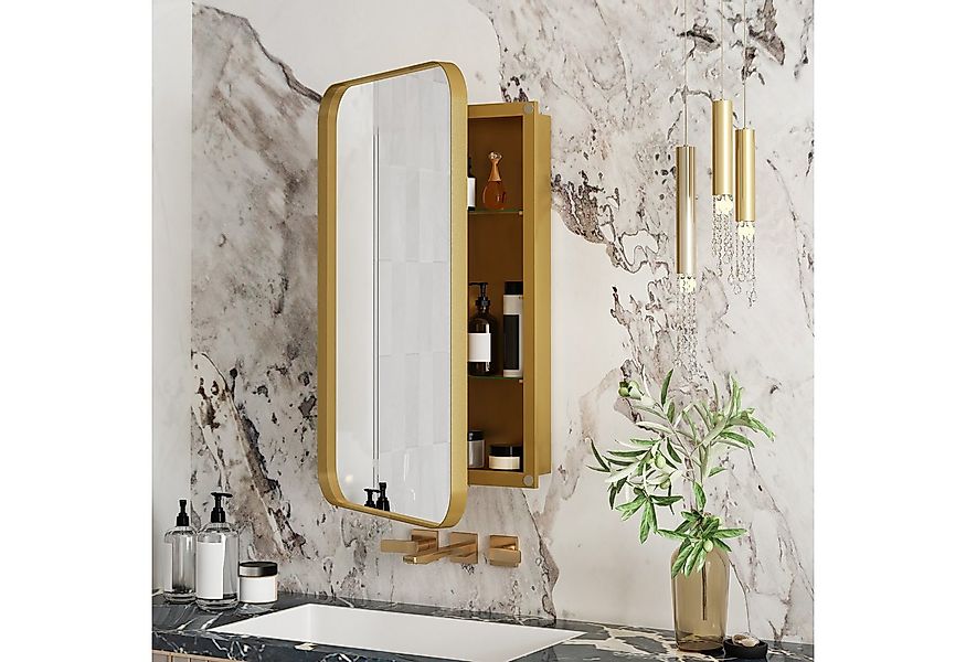 REDOM Spiegelschrank Metallgerahmter Wandschrank mit Spiegel und flexiblen günstig online kaufen