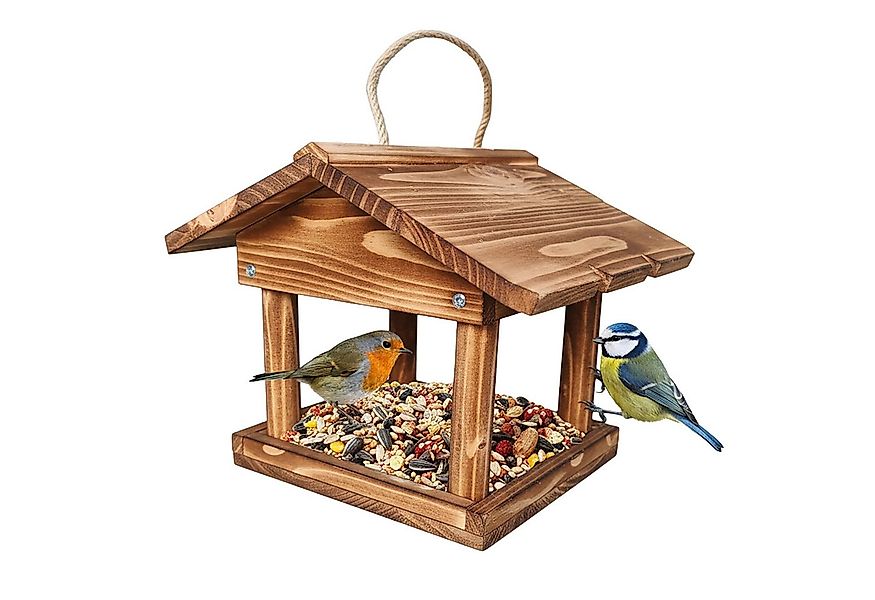 relaxdays Vogelhaus Vogelfutterhaus zum Aufhängen, geflammt günstig online kaufen