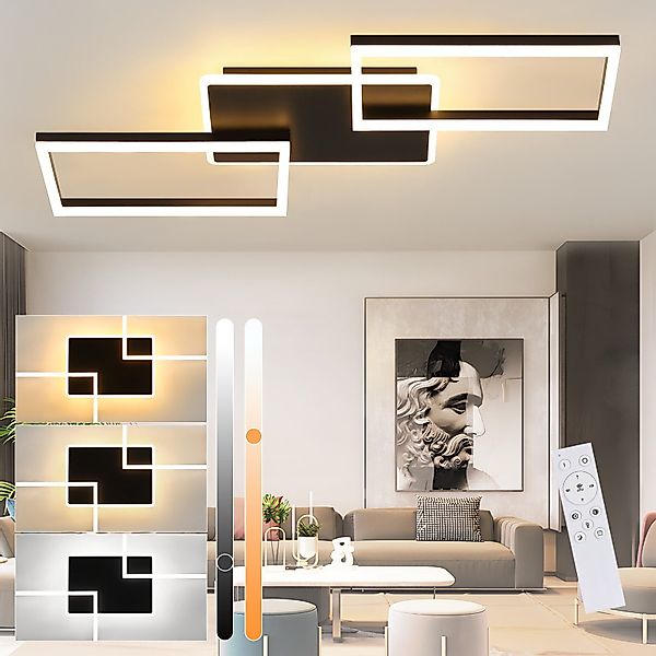 ZMH Deckenleuchten Rahmen Rautenförmige 48W/63W Schlafzimmer günstig online kaufen