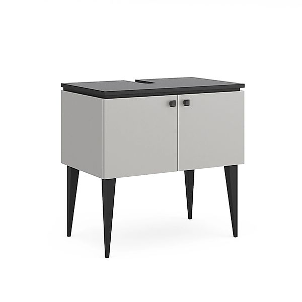 Vicco Waschbeckenunterschrank Gerta Grau/Schwarz 80 x 79 cm mit Türen günstig online kaufen
