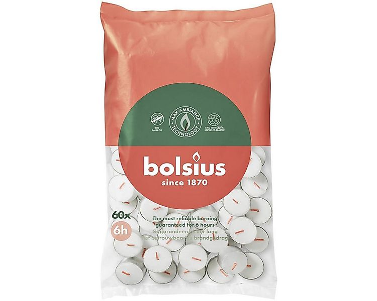 Bolsius Teelicht Bolsius Teelichte 6 Stunden Beutel 60 Stück weiß günstig online kaufen