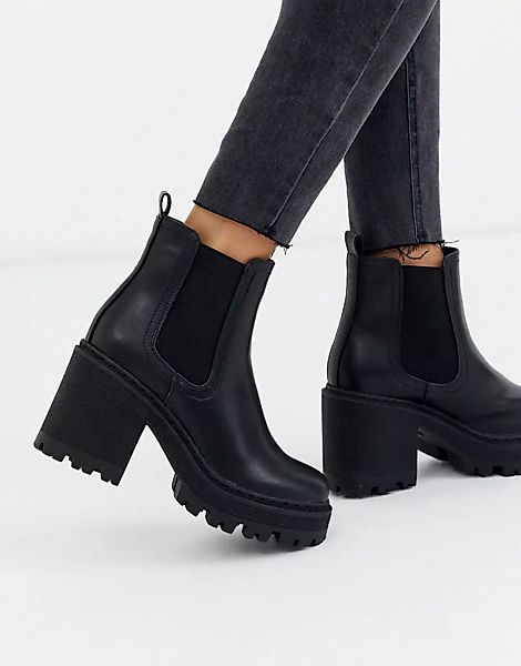 Public Desire – Schwarze Ankle-Boots mit Absätzen und dicken Profilsohlen günstig online kaufen
