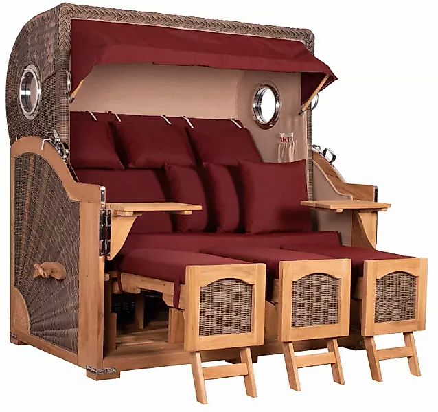 Strandkorb Amrum Grande XXL Teak Bullauge PE grey Dessin 550 günstig online kaufen