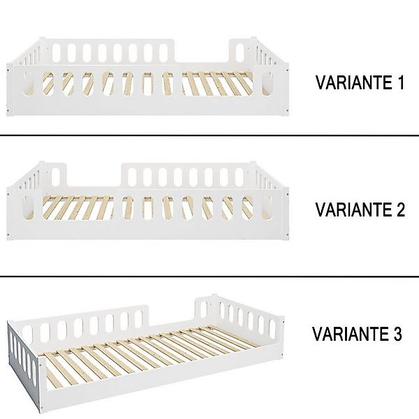 CADANI Kinderbett Monte 80x160 cm - 140x200 cm weiß (abnehmbarer Rausfallsc günstig online kaufen