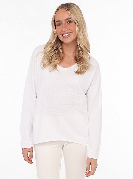 Zwillingsherz Sweatshirt "Positive Mind" mit V-Ausschnitt im used Look und günstig online kaufen