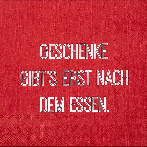 Serviette - Geschenke gibts erst nach dem Essen 33 x 33 cm günstig online kaufen