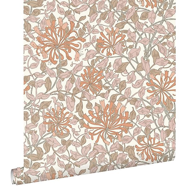 ESTAhome Tapete Blumen Terrakotta und Altrosa 50 x 900 cm günstig online kaufen