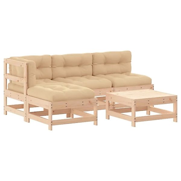 vidaXL 5-Tlg Garten-Lounge-Set mit Kissen Massivholz 3186046 günstig online kaufen