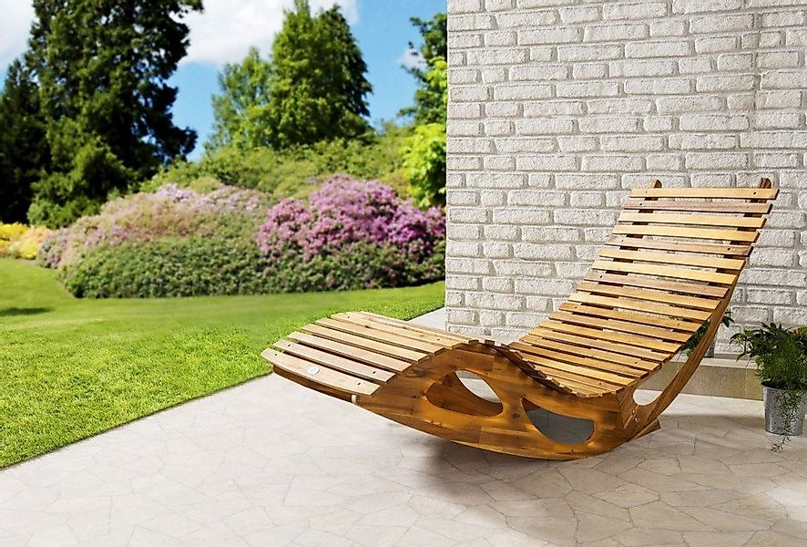 CHILLROI Gartenliege Ergonomische Schwungliege / Saunaliege aus Akazienholz günstig online kaufen