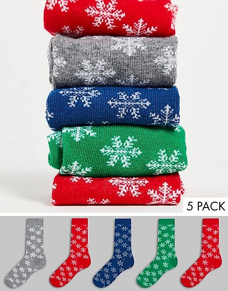 Brave Soul – Christmas – 5er-Pack weihnachtliche Socken mit Norwegermuster- günstig online kaufen
