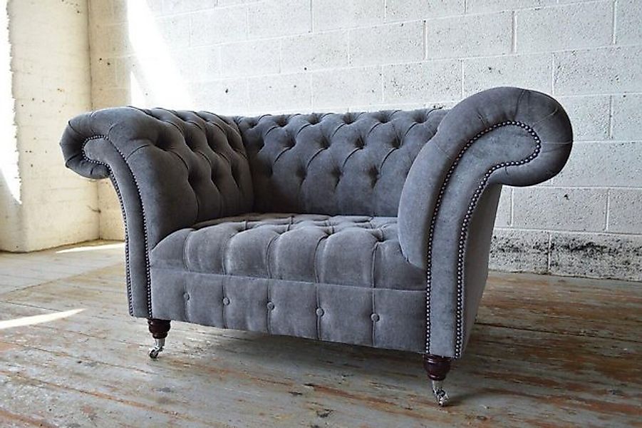 Xlmoebel Sofa Einzelsofa Chesterfield Stoff 1,5-Sitzer Einsitzer Grau Polst günstig online kaufen