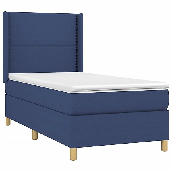 vidaXL Boxspringbett mit Matratze & LED Blau 90x200 cm Stoff 3138771 günstig online kaufen