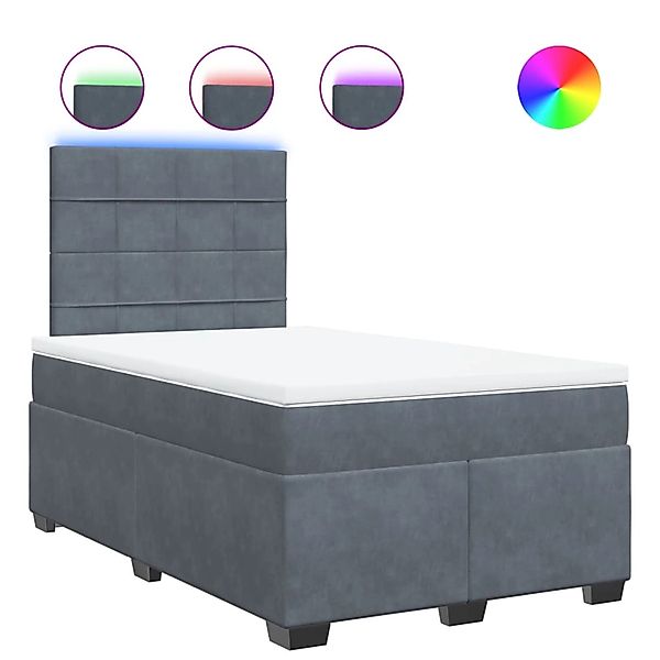 vidaXL Boxspringbett mit Matratze Dunkelgrau 120x200 cm Samt 3293183 günstig online kaufen