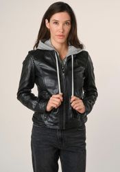 Mauritius Lederjacke "MWAdila" mit Kapuze mit Stehkragen, Kapuze, betonter günstig online kaufen