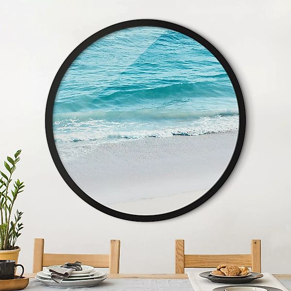 Rundes Gerahmtes Bild Sanfte Wellen in Malibu günstig online kaufen