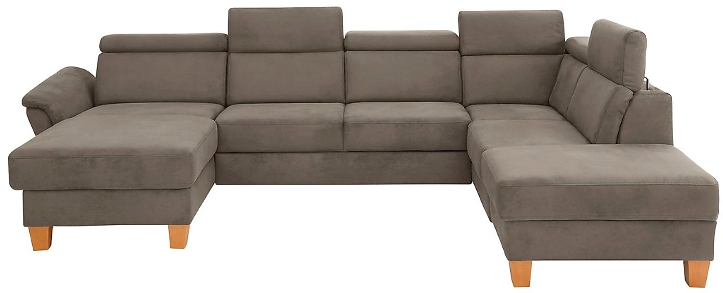 Home affaire Wohnlandschaft "Conville U-Form" Kopfteilverstellung wahlweise günstig online kaufen