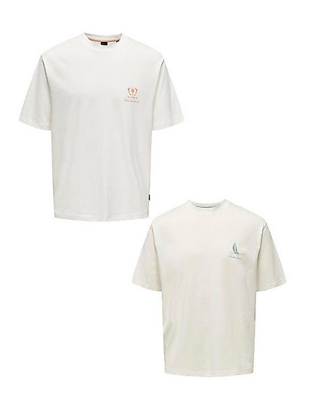 ONLY & SONS T-Shirt 2er-Set Kurzarm locker geschnitten Rundhals (2-tlg) ONS günstig online kaufen