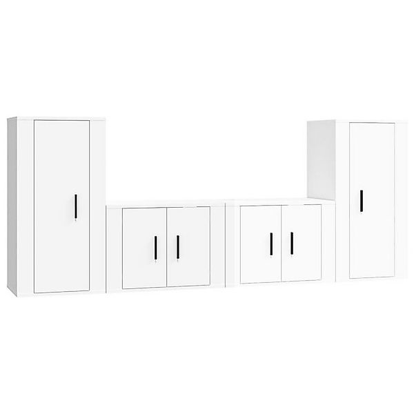 furnicato TV-Schrank 4-tlg. TV-Schrank-Set Hochglanz-Weiß Holzwerkstoff (1- günstig online kaufen