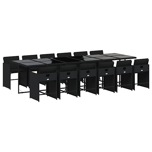 vidaXL 13-tlg Garten-Essgruppe mit Kissen Schwarz Poly Rattan Modell 14 günstig online kaufen