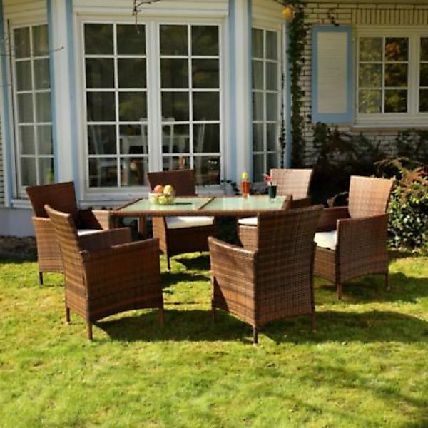 Mucola Gartengarnitur Sitzmöbel Loungegruppe aus Polyrattan in Braun mit Ti günstig online kaufen