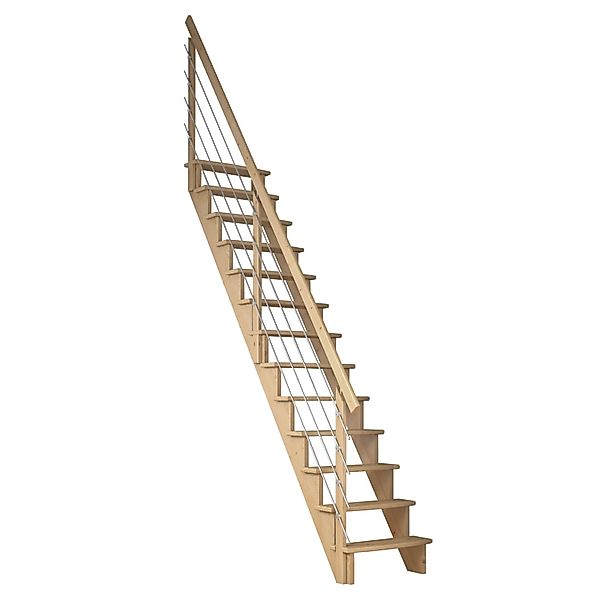 Dolle Raumspartreppe Lyon Kiefer Edelstahlrohrgeländer 75 cm gerade FSC® günstig online kaufen