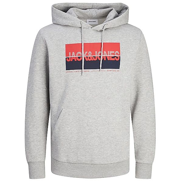 Jack&Jones Hoodie mit Label-Print Farbe hellgrau Größe: 3XL günstig online kaufen
