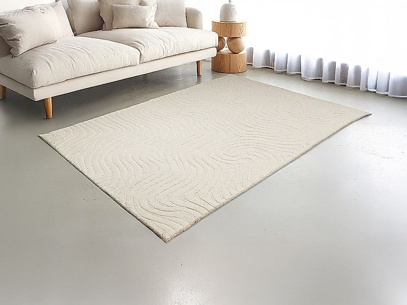 Teppich mit Relief – 100 % handgetuftete Wolle – 200 × 290 cm – Elfenbein – günstig online kaufen