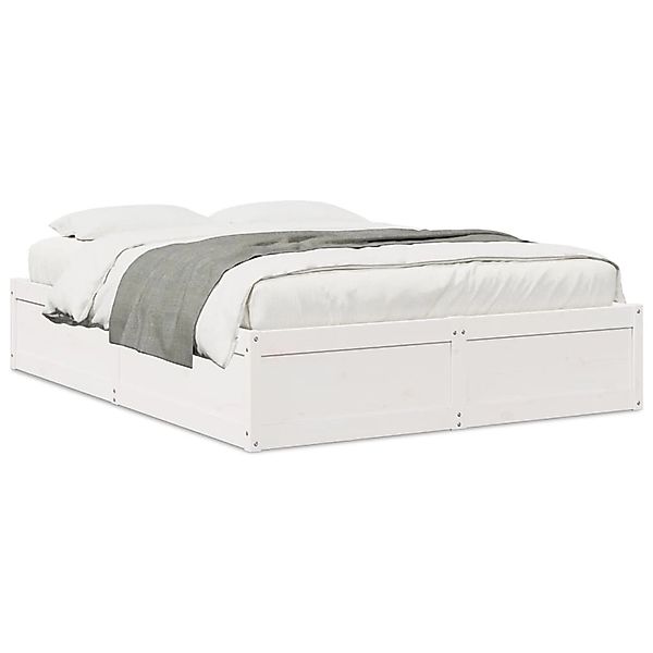 vidaXL Massivholzbett ohne Matratze Weiß 150x200 cm Kiefernholz 3282373 günstig online kaufen