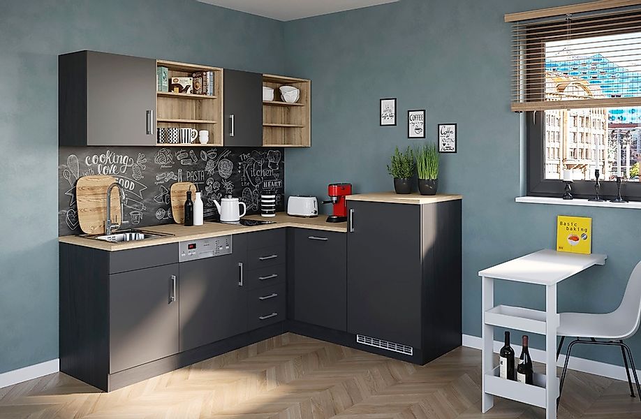 KOCHSTATION Küche »KS-Mali« Stellbreite 210/170 cm, mit E-Geräten günstig online kaufen