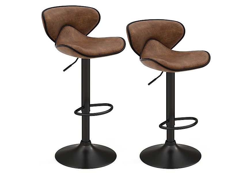 COSTWAY Barhocker (2 St), mit Fußstütze & Lehne, drehbar, Sitzhöhe 65-85cm günstig online kaufen