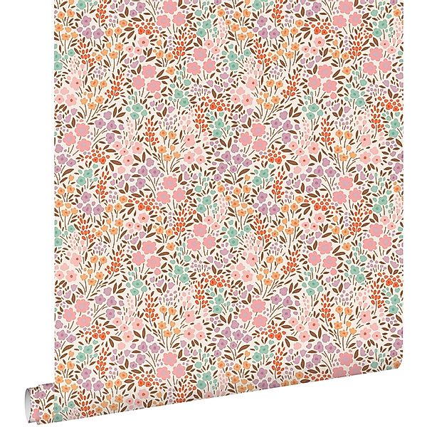 ESTAhome Tapete Blumen Rosa und Blau 0.53 x 10.05 m günstig online kaufen