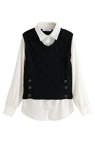 Next Pullunder Gestrickte Tanktop mit Hemdlage und Knopfdetail (1-tlg) günstig online kaufen