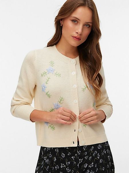 Vero Moda Strickjacke VMCAMILLE LS O-NECK EMB CARDIGAN BTQ Materialmix, reg günstig online kaufen