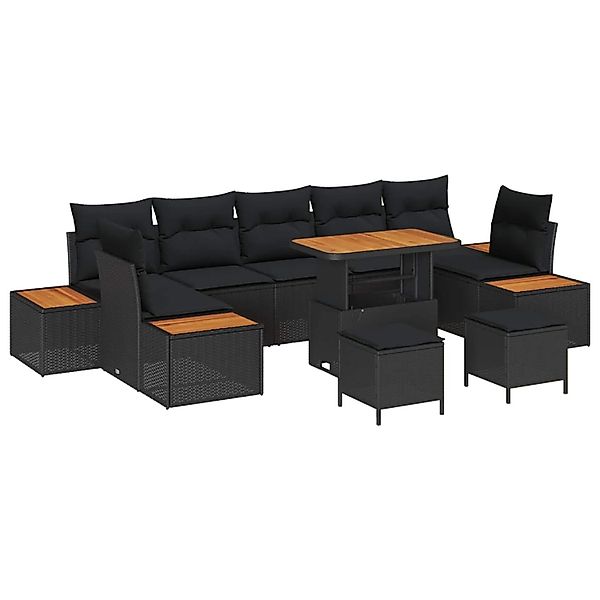vidaXL Gartensofa-set mit Kissen 10-Tlg Schwarz Poly-Rattan 3364849 günstig online kaufen
