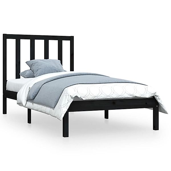 vidaXL Bett Massivholzbett Schwarz Kiefer 75x190 günstig online kaufen