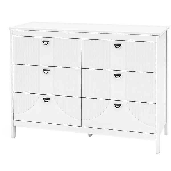 Costway Kommode 6 Schubladen Holz Weiß Metallgriffe günstig online kaufen