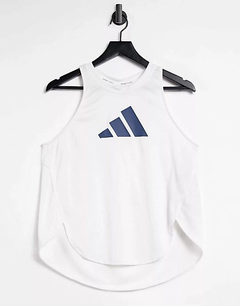 adidas Training – Weißes Tanktop mit 3 Streifen Logo günstig online kaufen