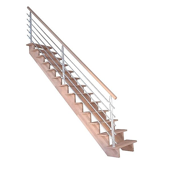 Treppe Lindos Buche Gerade 80 cm Design-Geländer-Edelstahl FSC® günstig online kaufen