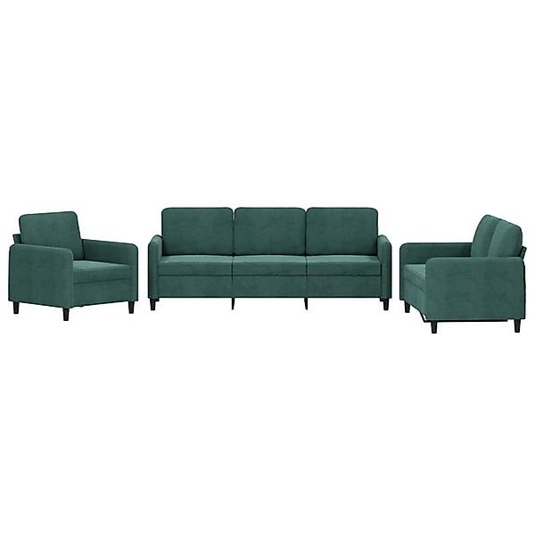 vidaXL Sofa, 3-tlg. Sofagarnitur Dunkelgrün Samt günstig online kaufen