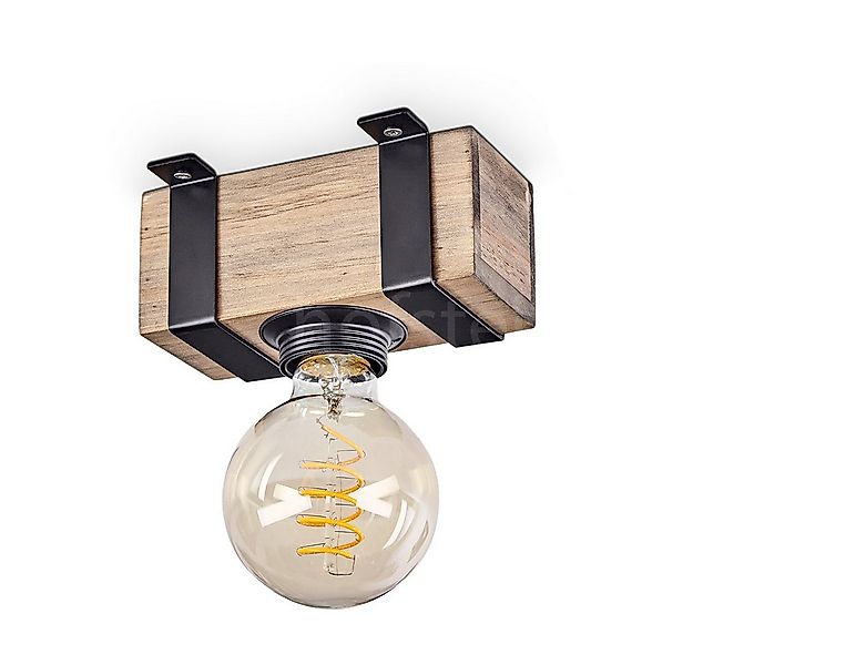 hofstein Deckenleuchte moderne Deckenlampe aus Metall /Holz in Schwarz/Natu günstig online kaufen