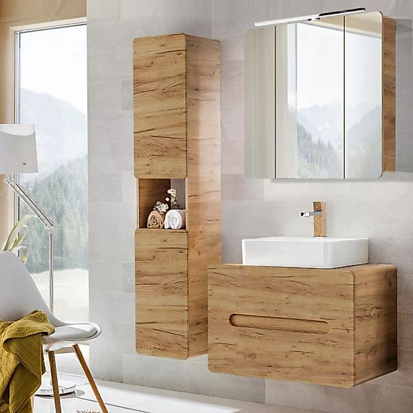 Lomadox Badezimmermöbel Set mit 80cm Waschtisch & LED-Spiegelschrank, Wotan günstig online kaufen