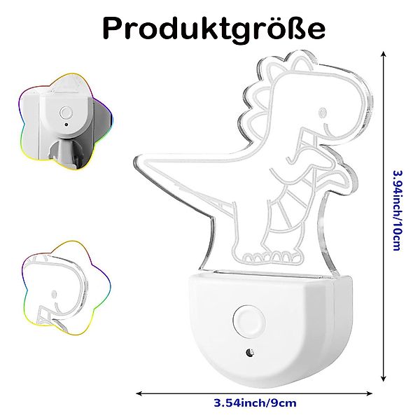 MUPOO Steckdosenleuchte Dynamisches RGB Regenbogen, Dinosaurier, günstig online kaufen