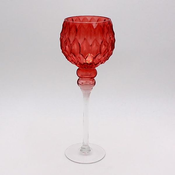 Windlicht PARADISE 35 cm hoch am Fuß von Werner Voss Glas Melonenrot günstig online kaufen