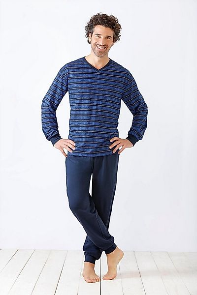 Hajo Schlafanzug Herren Schlafanzug mit Bündchen Klima-Light® Single Jersey günstig online kaufen