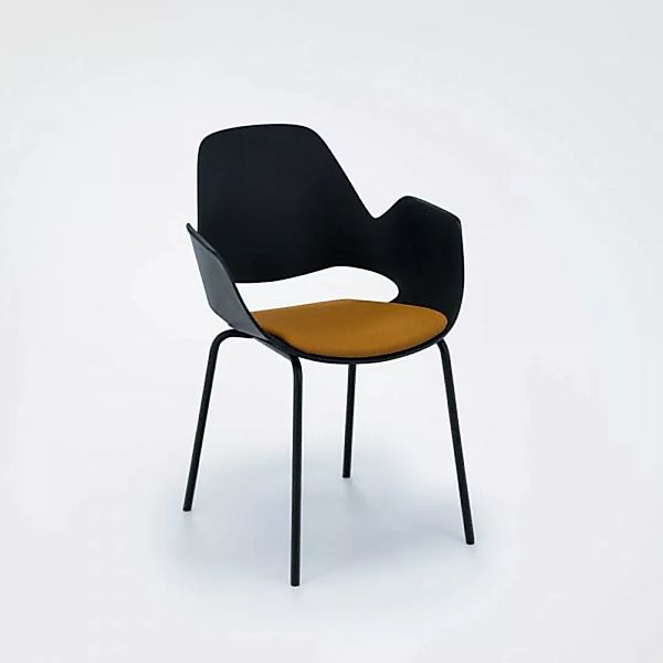 Stuhl mit Armlehne FALK schwarz powder coated metal bernstein günstig online kaufen