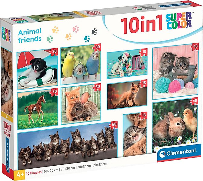 Clementoni® Puzzle 10in1 Supercolor, Noli, Tierfreunde, günstig online kaufen