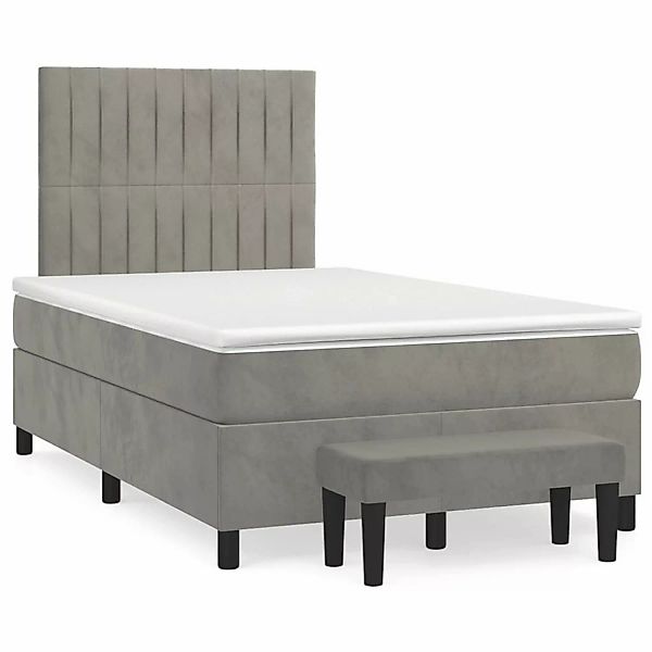 vidaXL Boxspringbett mit Matratze Hellgrau 120x200 cm Samt1469451 günstig online kaufen
